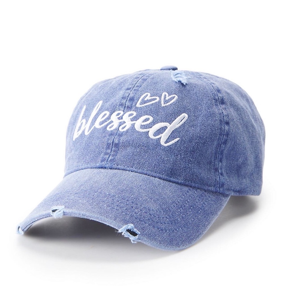 💝 Free Gift 💝 “Blessed“ denim hat. Cute simple summer spring cap.